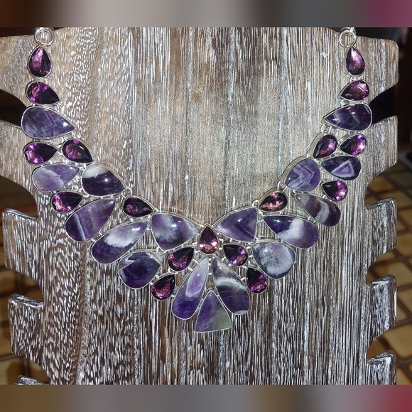 Jewelry - Stunning Chevron Amethyst Statement Necklace